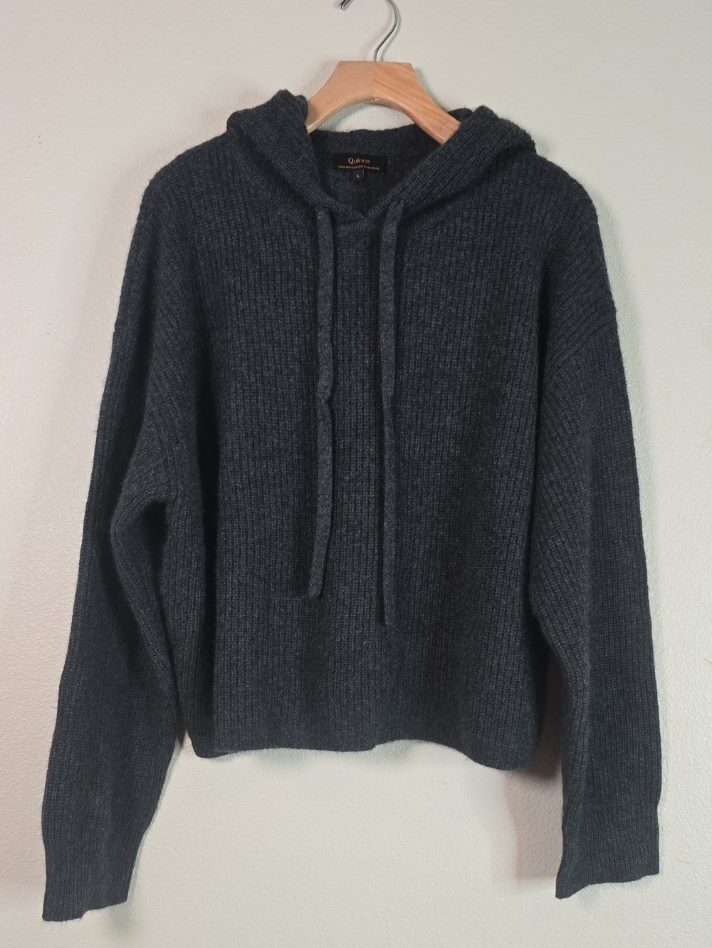 Quince 100% Mongolian Cashmere Fishermen Pullover Hoodie Sweater - L